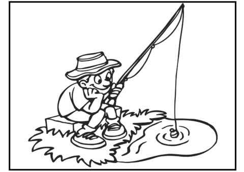 Dibujo de Pescador Paciente para Colorear