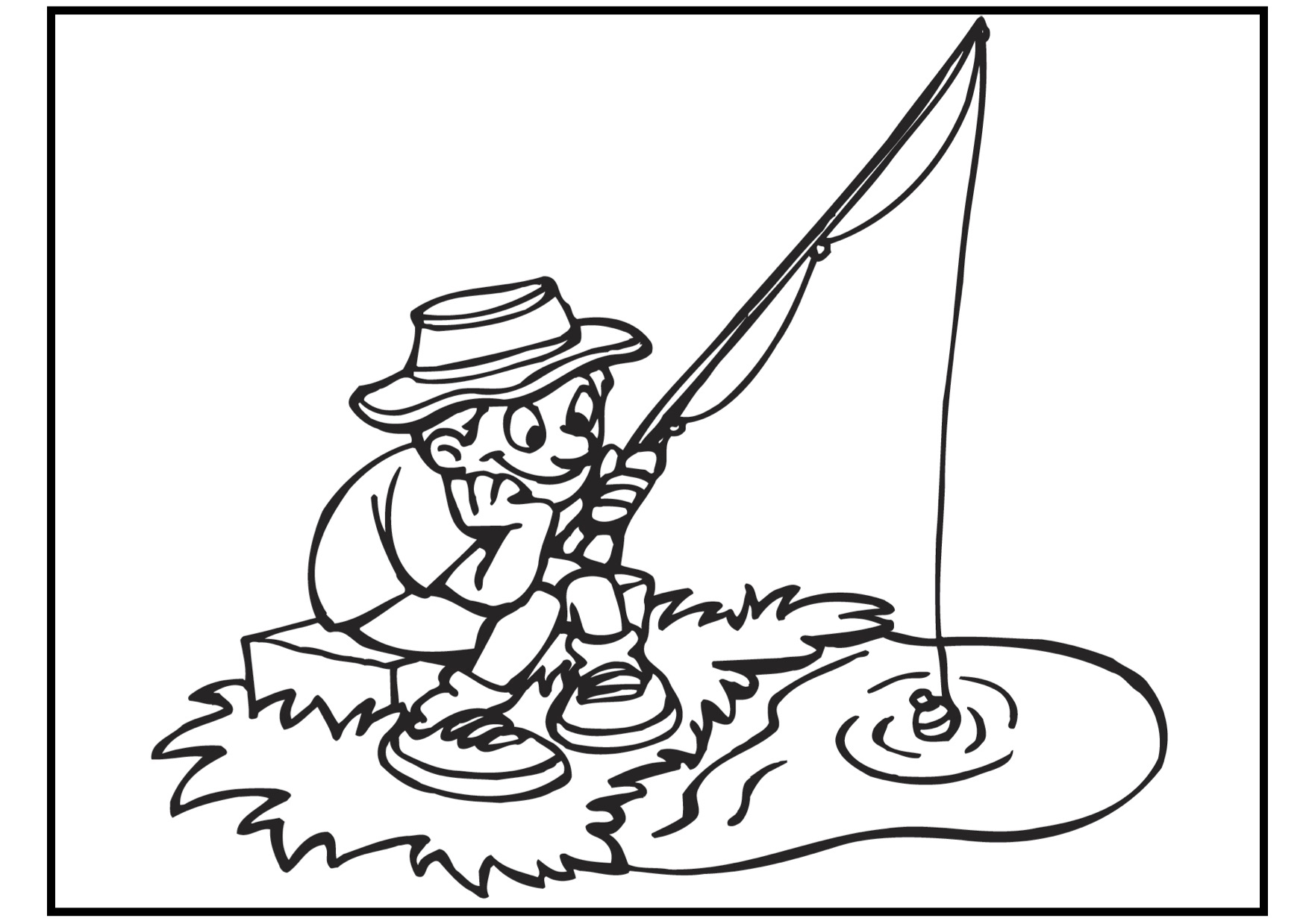 Dibujo de Pescador Paciente para Colorear