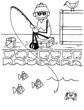 Dibujo de Viejo Pescador para Colorear