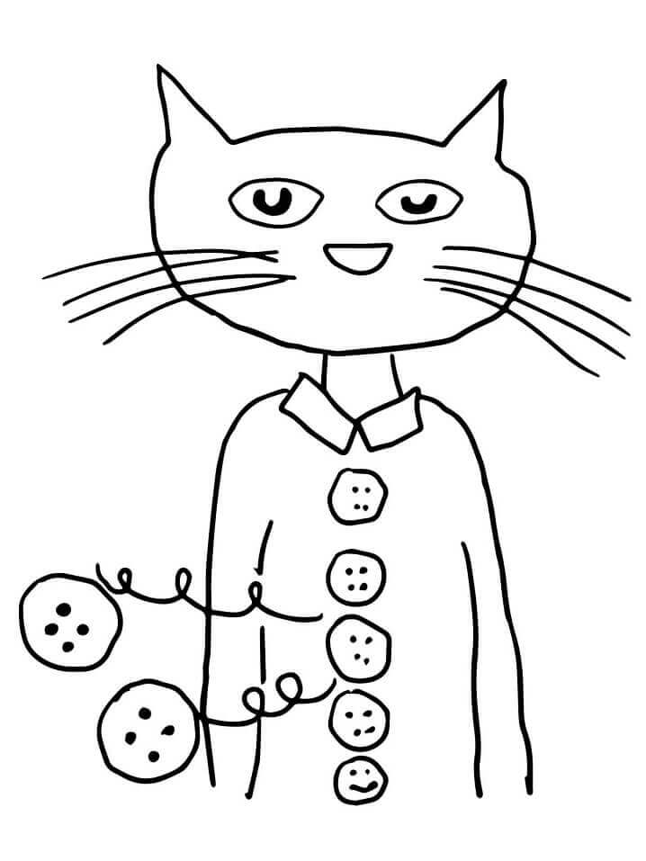 Dibujo de Botones Groovy Pete el Gato para Colorear
