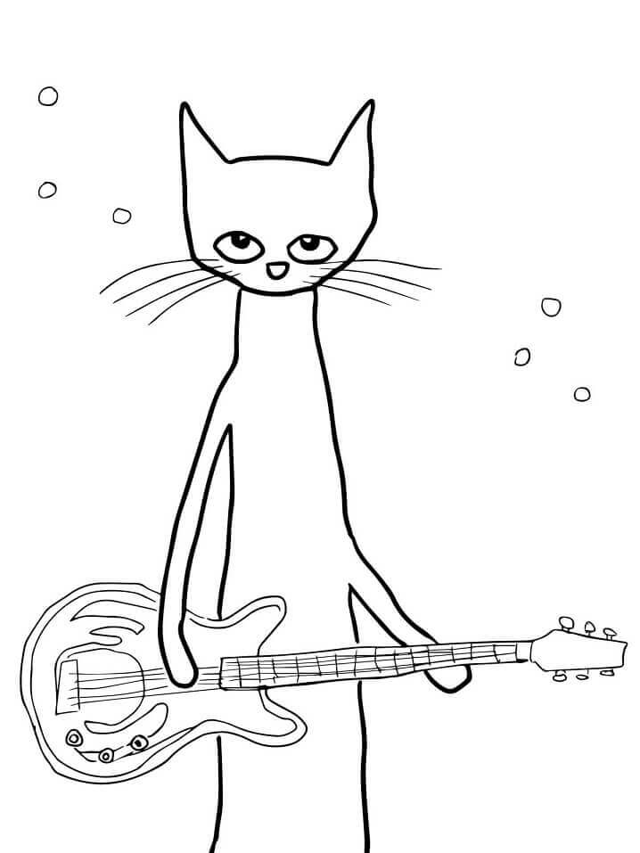 Dibujo de El Guitarrista Pete el Gato para Colorear
