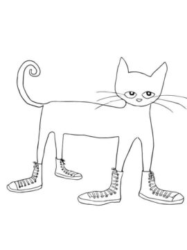 Dibujo de Pete el Gato Kawaii para Colorear