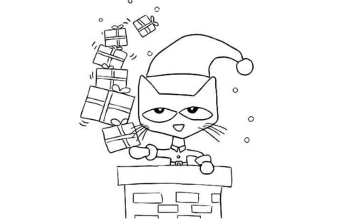 Dibujo de Pete el Gato Navidad para Colorear