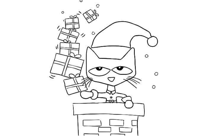 Dibujo de Pete el Gato Navidad para Colorear