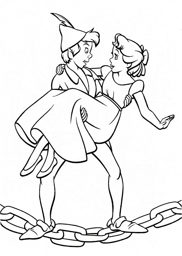 Dibujo de Encantador Peter y Wendy para Colorear