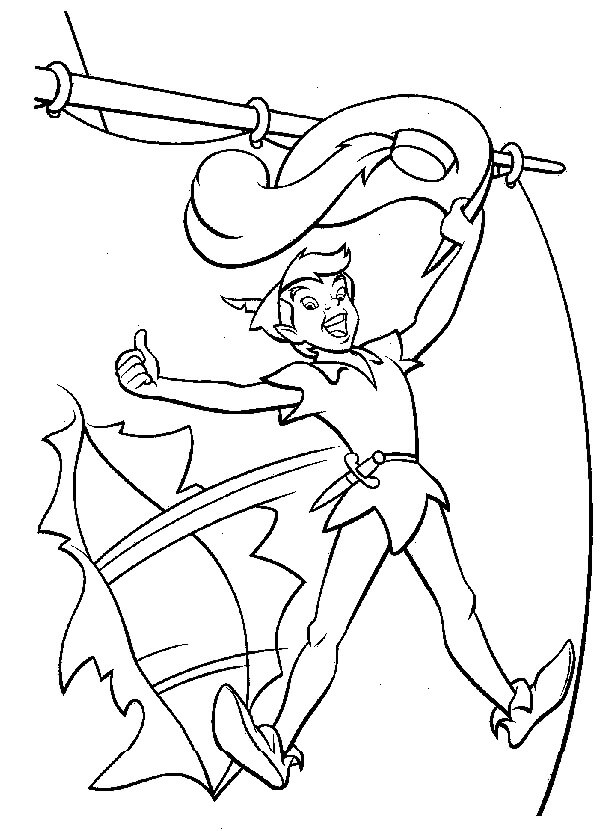 Dibujo de Peter Pan en el Barco Pirata para Colorear