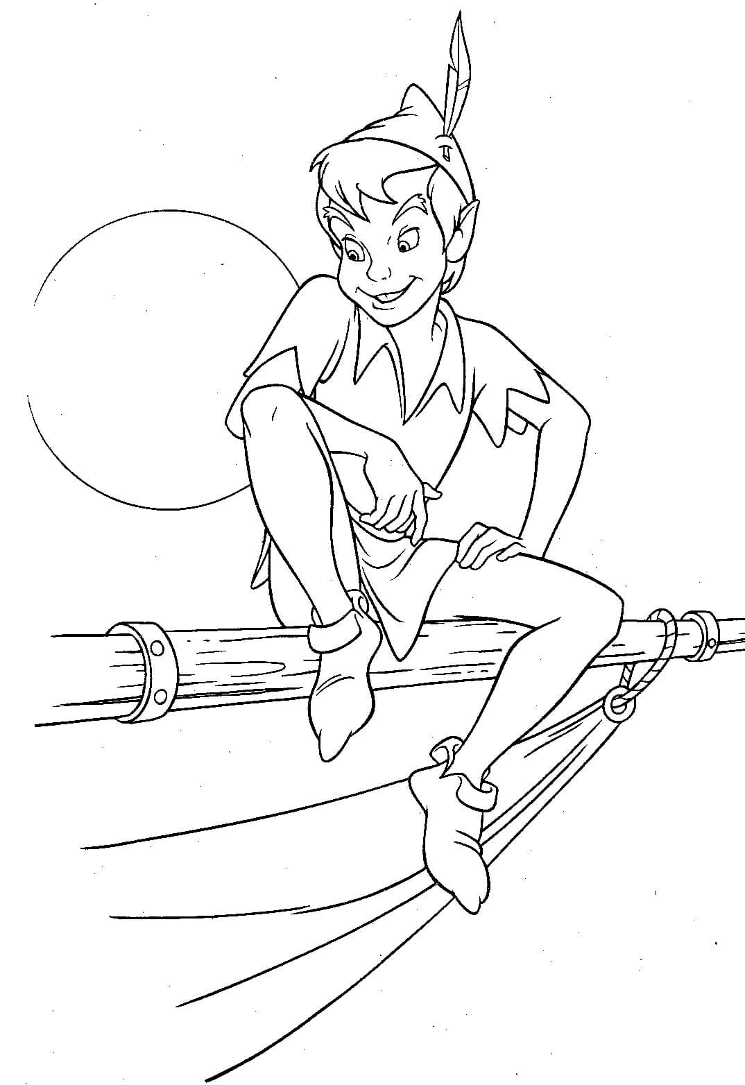 Dibujo de Peter Pan Sentado para Colorear