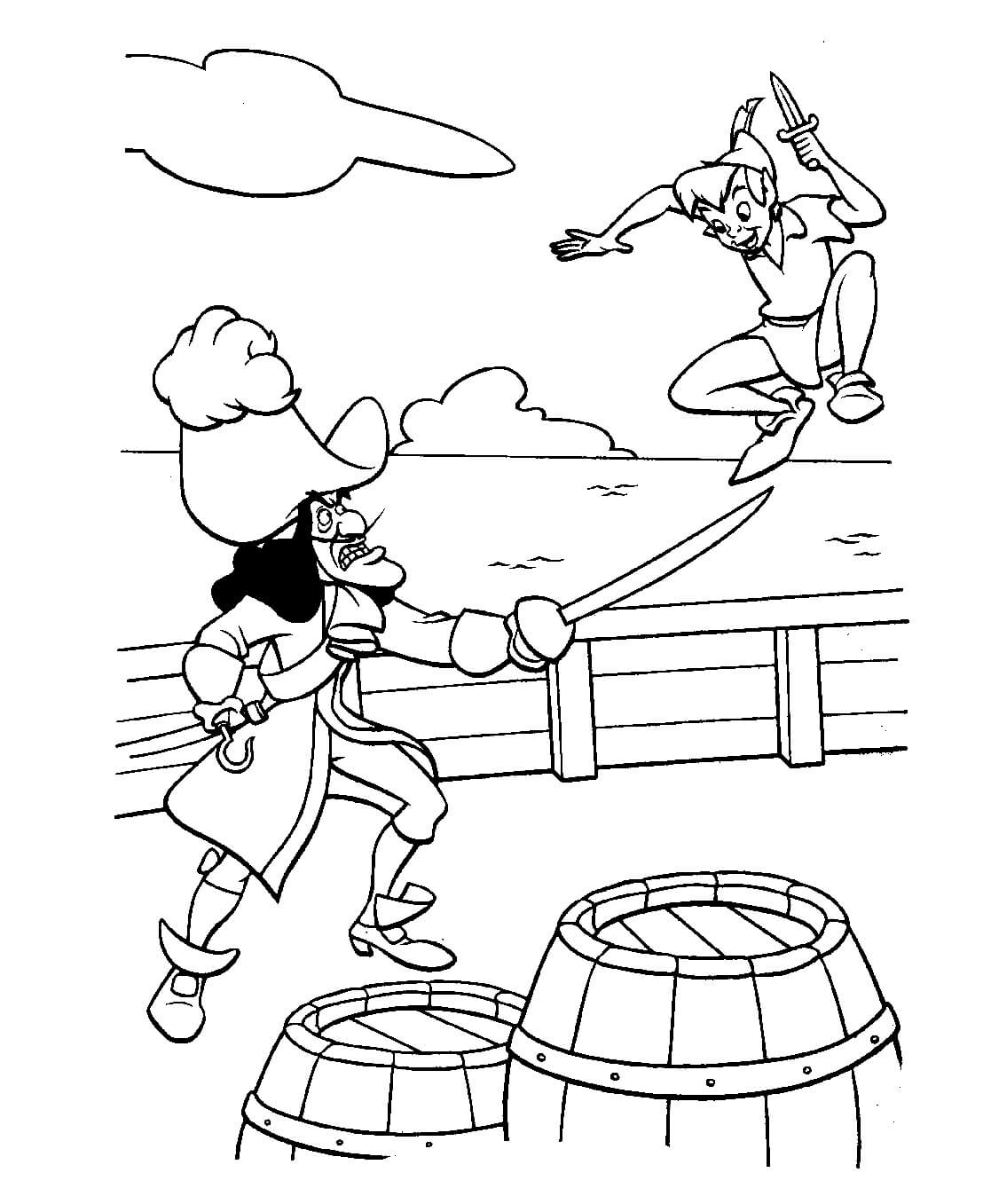 Dibujo de Peter Pan Vs Hook para Colorear