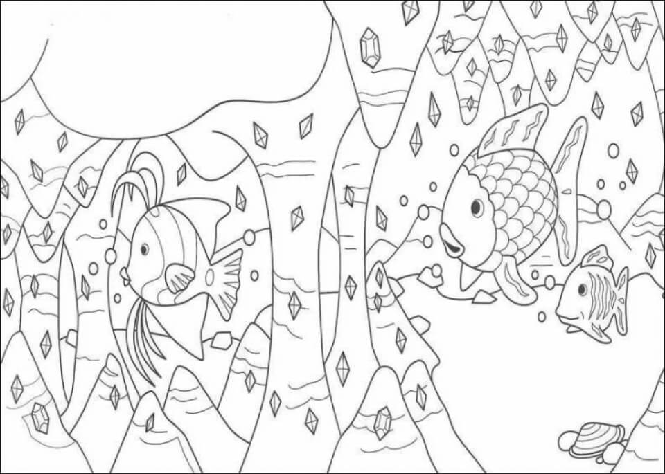Dibujo de Buen Pez arcoíris para Colorear