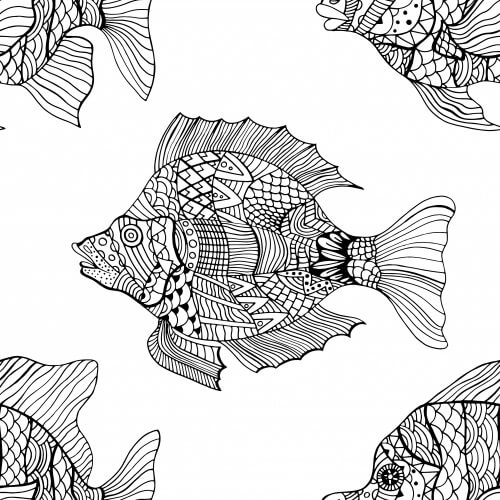 Dibujo de Mandala de Pez arcoíris para Colorear