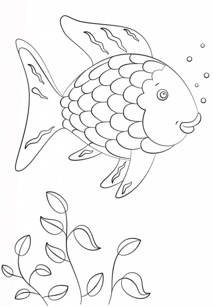 Dibujo de Pez arcoíris Simple para Colorear