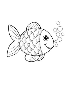 Dibujo de Pez arcoíris Sonriente para Colorear