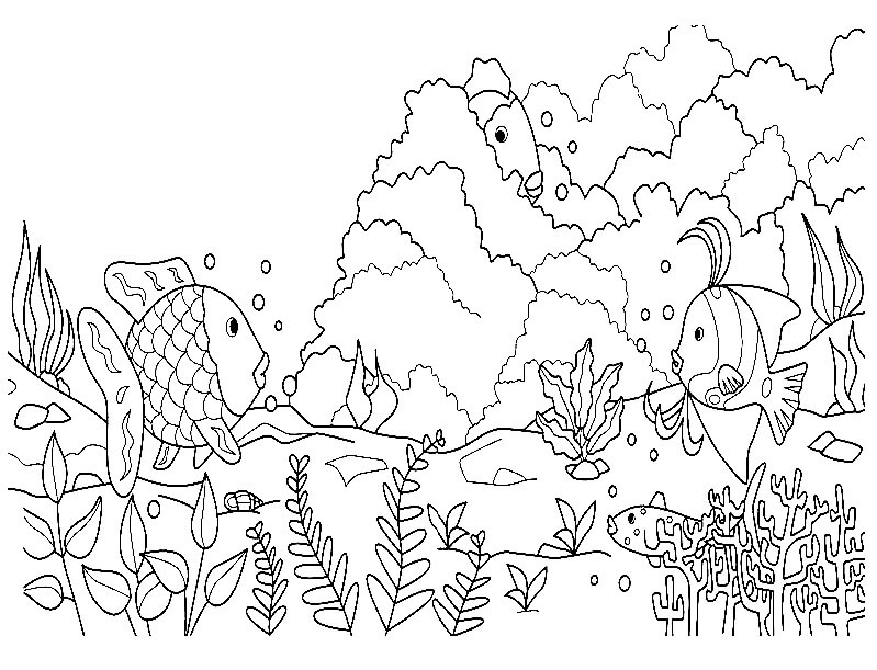 Dibujo de Pez arcoíris Jugando al Escondite para Colorear