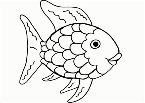 Dibujo de Pez arcoíris básico para Colorear