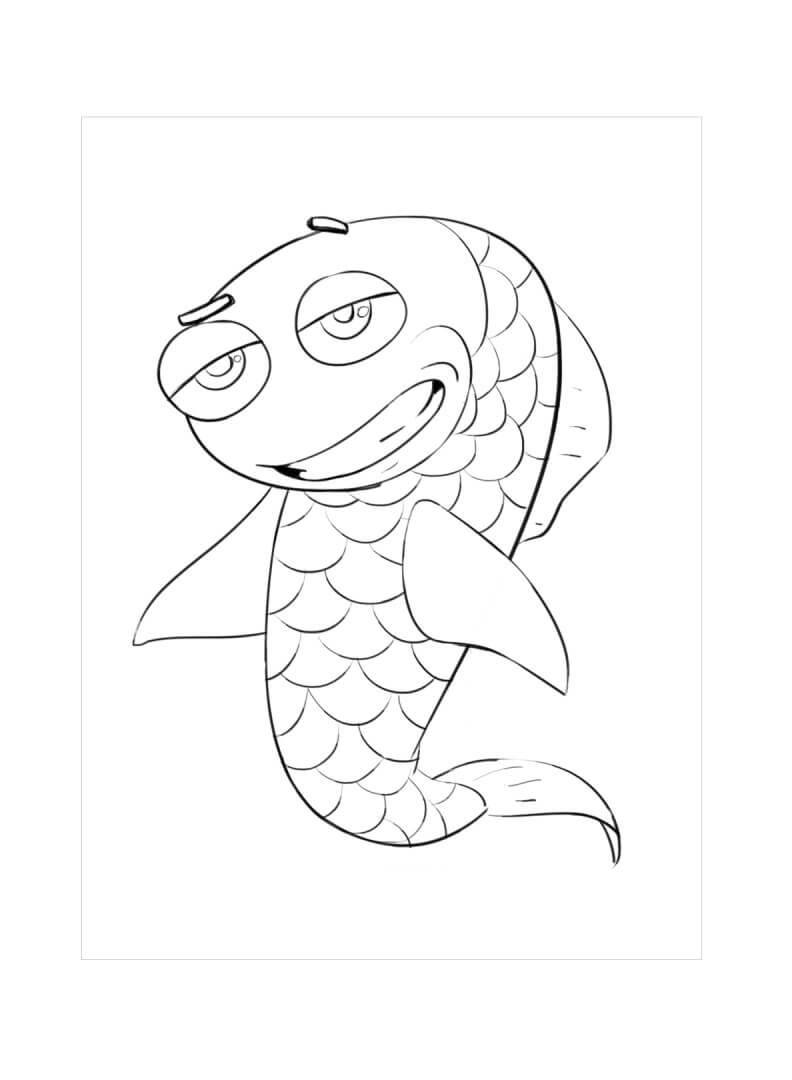 Dibujo de Pez arcoíris Divertido para Colorear