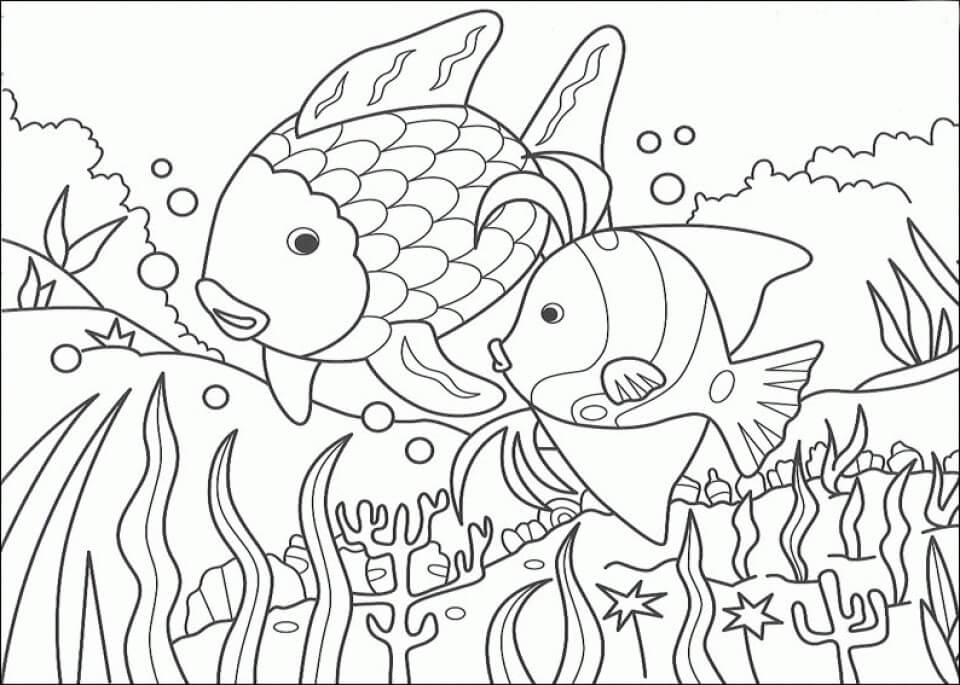 Dibujo de Dos Peces Simples para Colorear