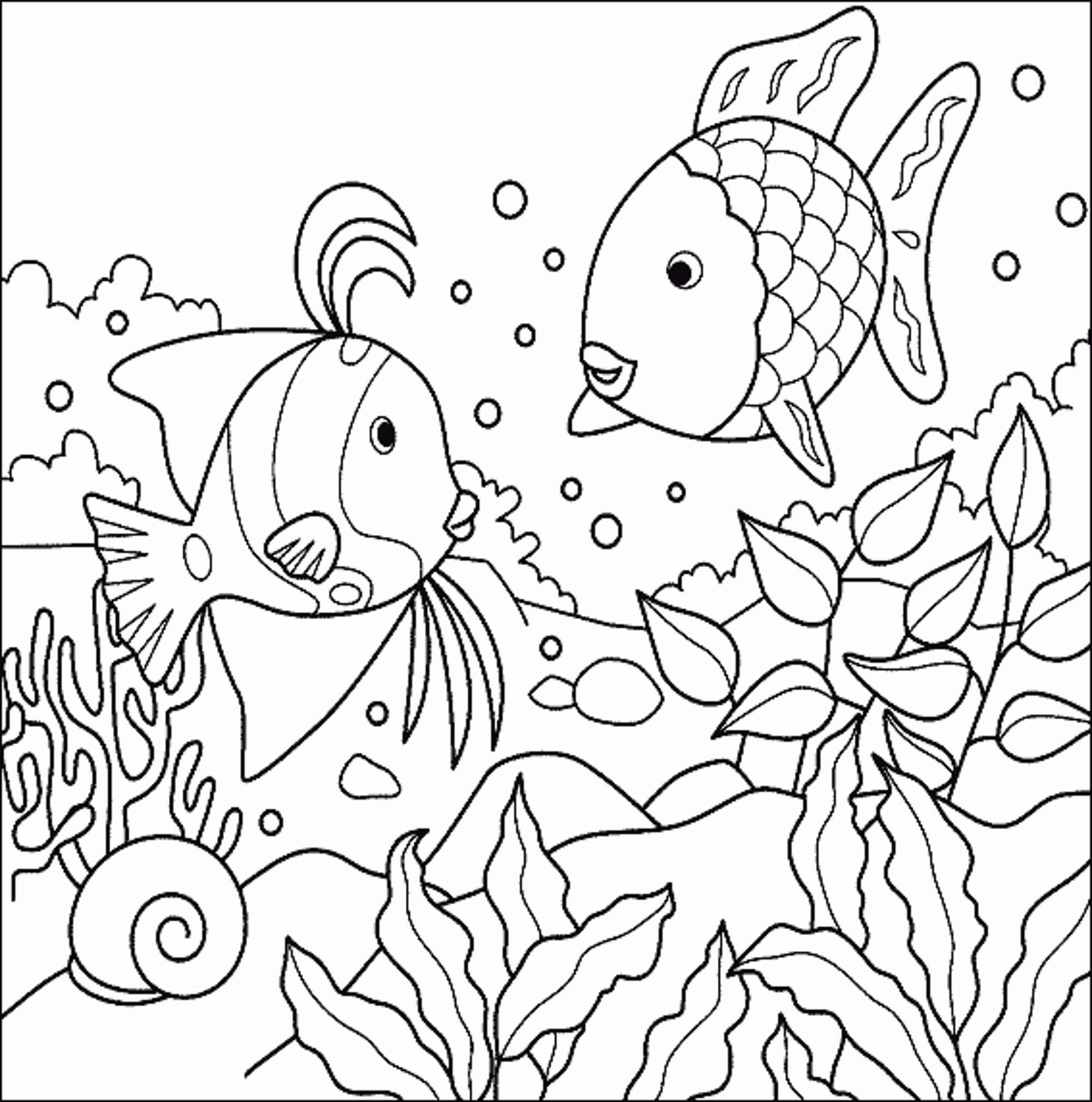 Dibujo de Dos Peces en el Mar para Colorear