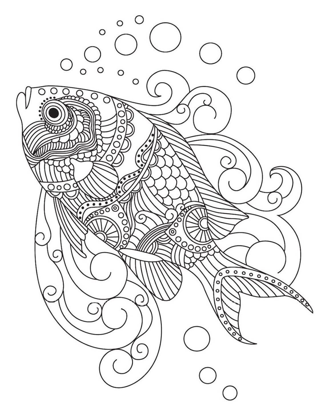 Dibujo de El Pescado Es para Adultos para Colorear
