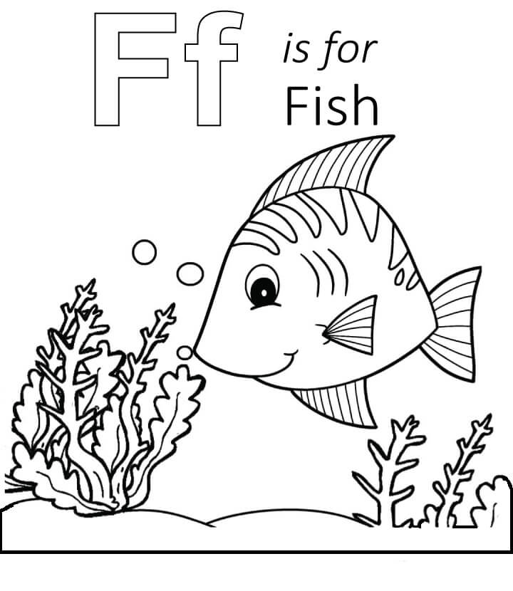 Dibujo de F Es para Pez para Colorear