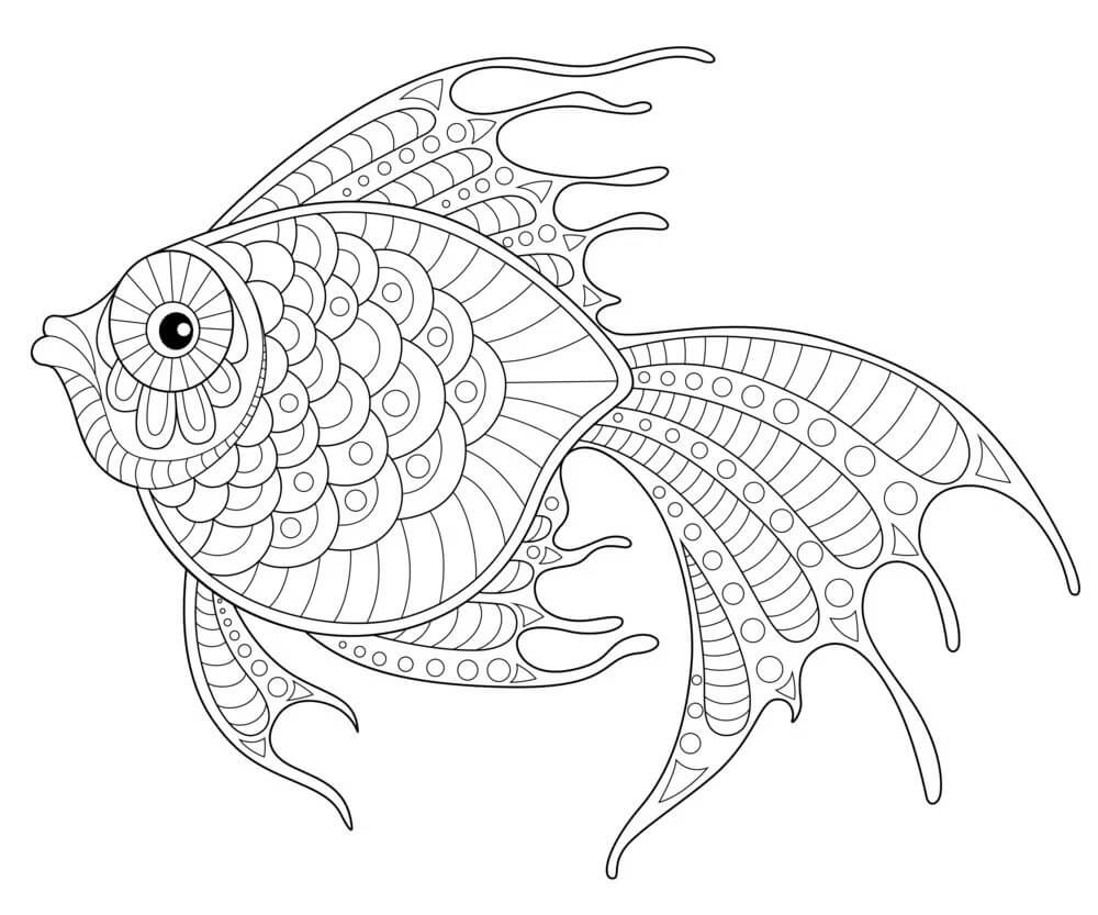Dibujo de Mandala de Pez para Colorear