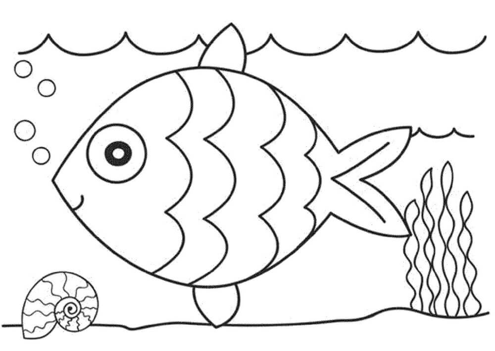 Dibujo de Pez Sonriente en el Mar para Colorear