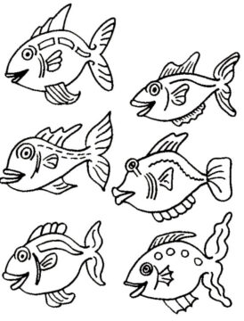 Dibujo de Seis Peces para Colorear
