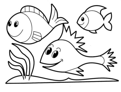Dibujo de Tres Peces para Colorear