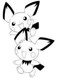 Dibujo de Dos Pichu Divertidos para Colorear
