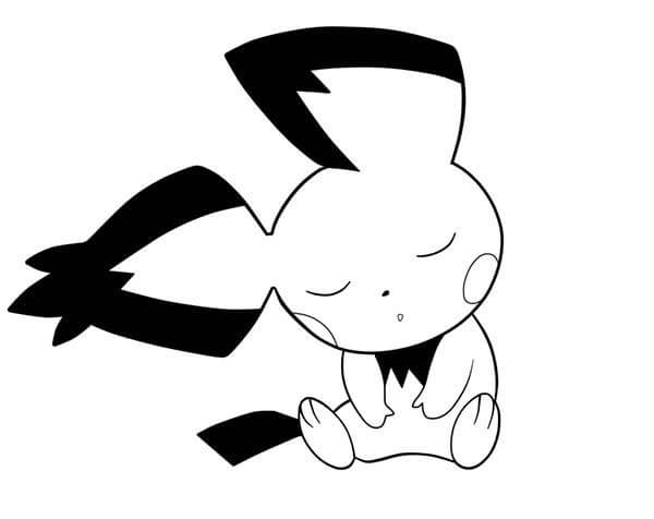 Dibujo de Pichu Durmiendo para Colorear