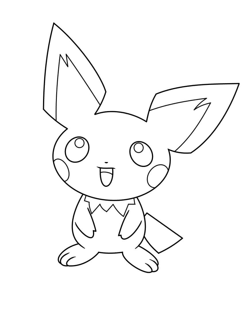 Dibujo de Pichu Feliz para Colorear