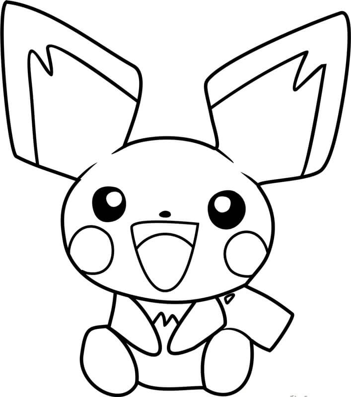 Dibujo de Pichu Sentado para Colorear