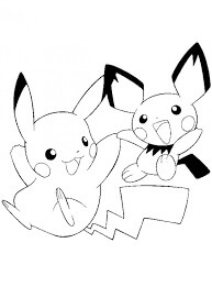 Dibujo de Pichu y Pikachu Divertido para Colorear