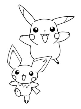 Dibujo de Pichu y Pikachu Lindo Scaled para Colorear