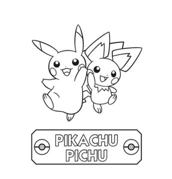 Dibujo de Pichu y Pikachu Saltando para Colorear