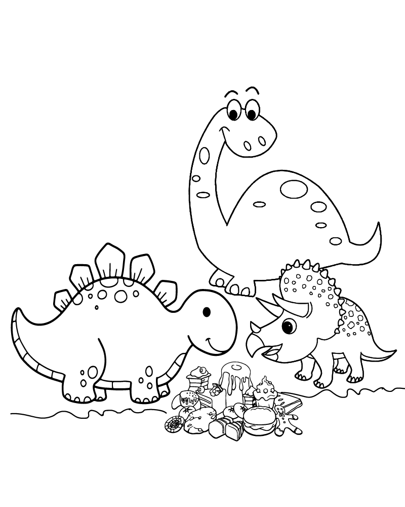 Dibujo de Free Dino Coloring For Kids Printable para Colorear