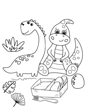 Dibujo de Happy Dino Free Coloring Page para Colorear