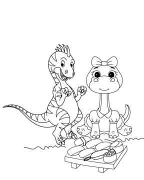 Dibujo de Male And Female Dino Free Coloring Sheet para Colorear