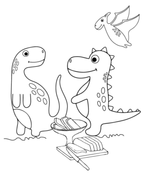 Dibujo de Members Of Family Dinosaurs Bonding Together para Colorear