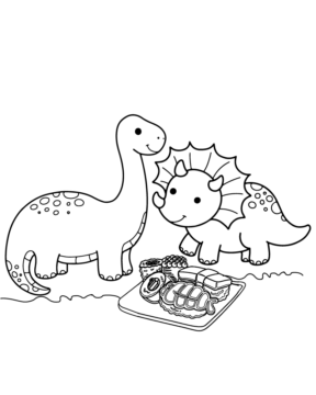Dibujo de Small Dino Cartoon Coloring Page para Colorear