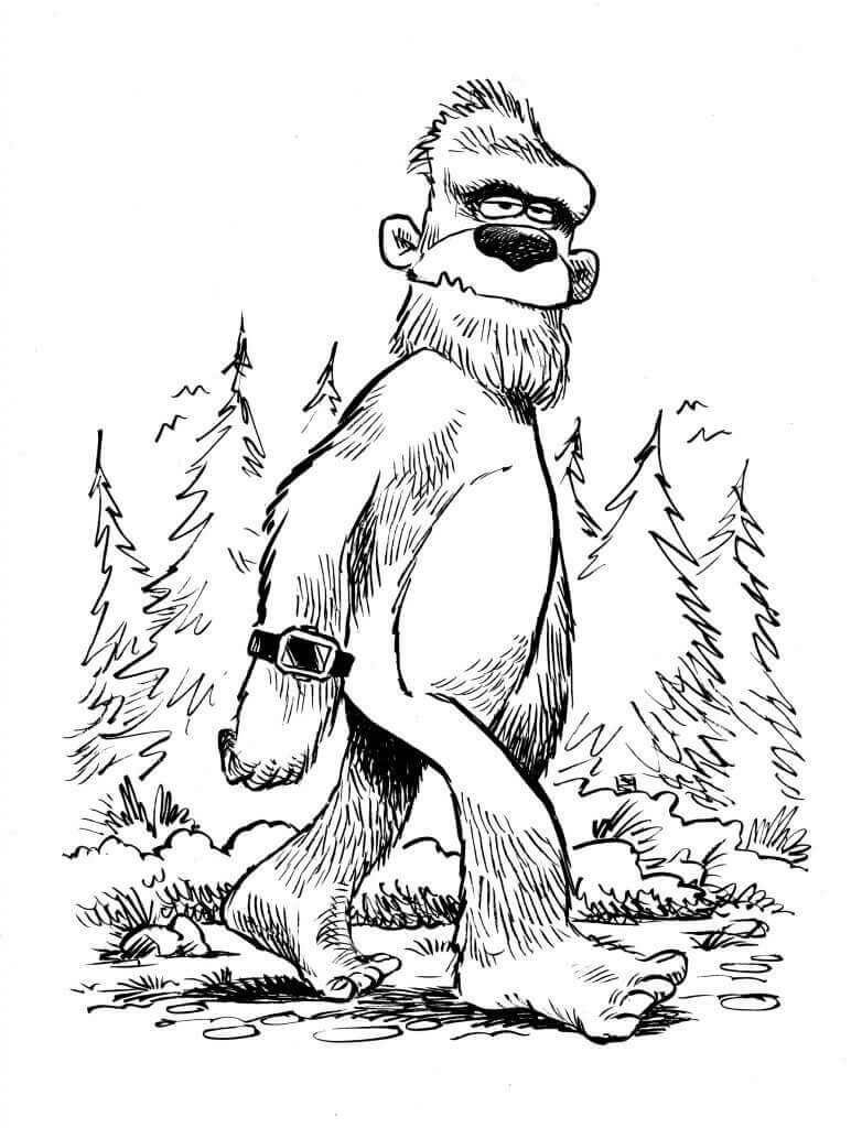 Dibujo de Bigfoot Divertido para Colorear