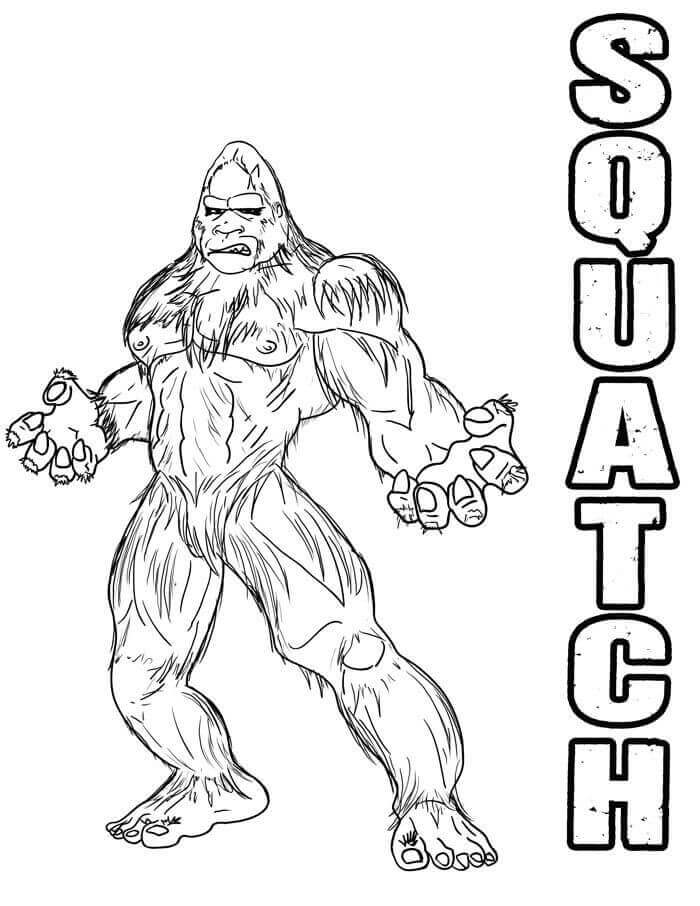 Dibujo de Bigfoot Misterioso 2 para Colorear