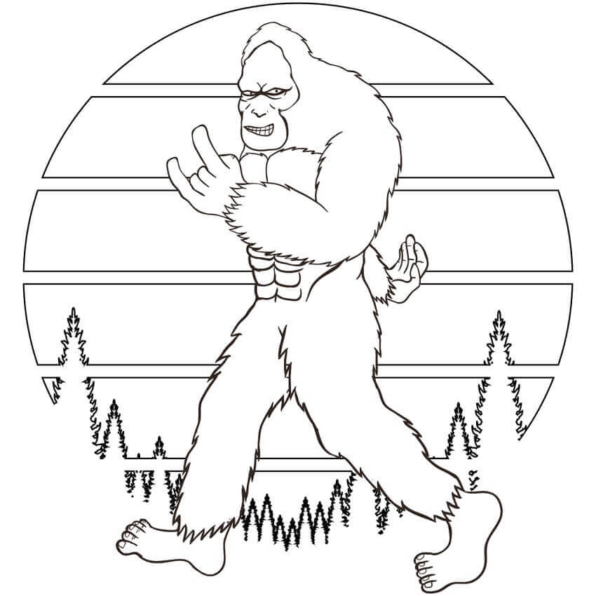 Dibujo de Caminando Bigfoot para Colorear