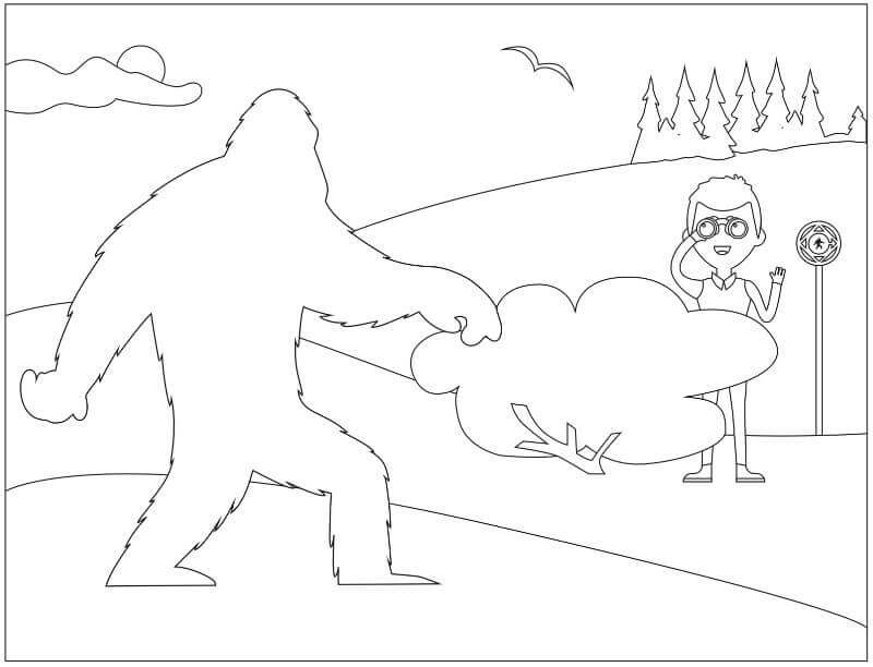 Dibujo de Encontrar Bigfoot para Colorear