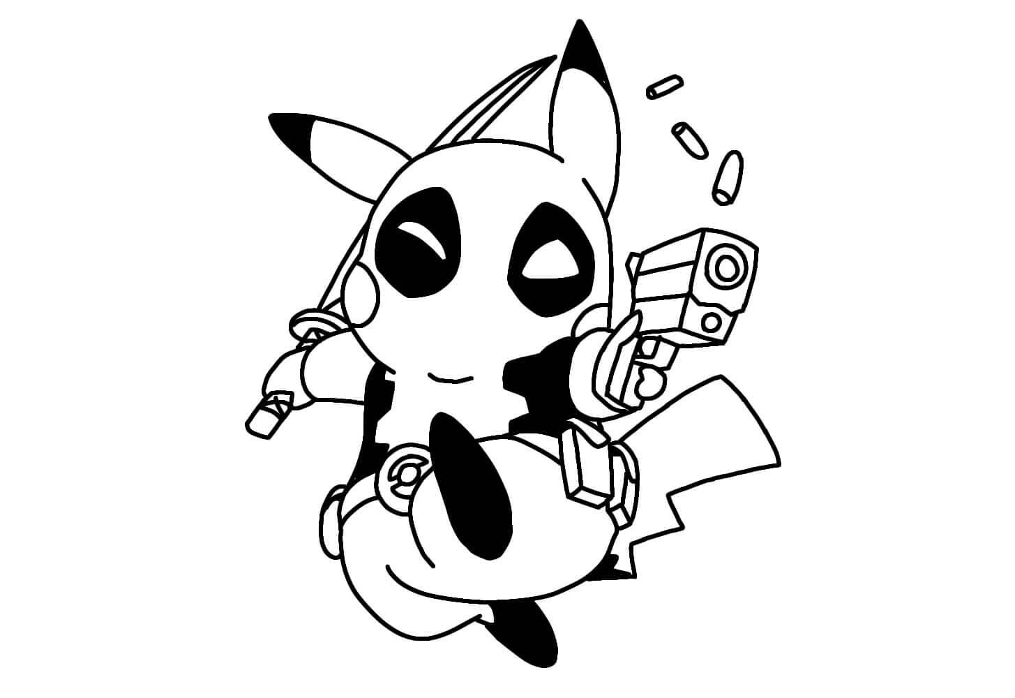 Dibujo de Deadpool Pikachu para Colorear