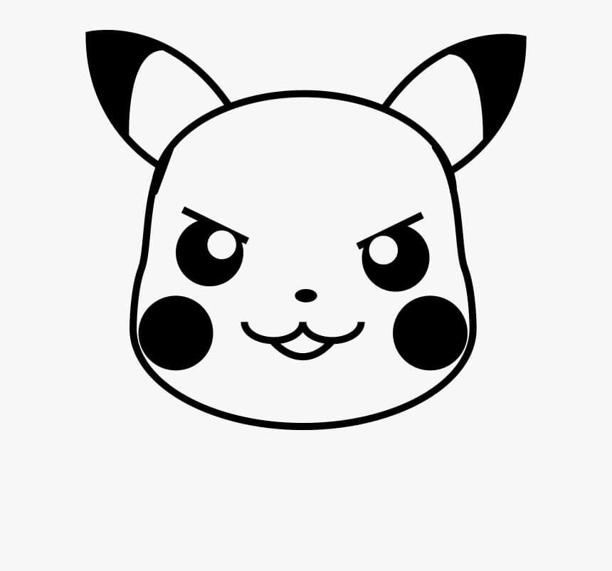 Dibujo de Divertida Cabeza de Pikachu para Colorear