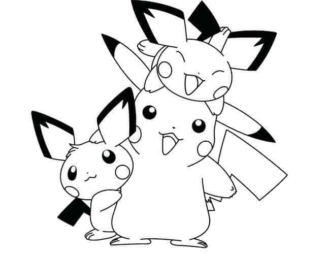 Dibujo de Divertido Pikachu y Amigos para Colorear