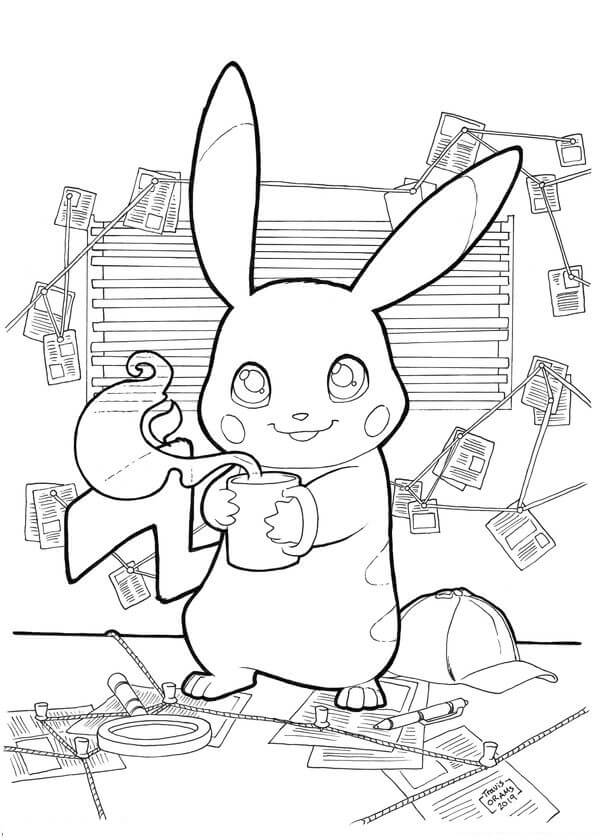 Dibujo de El Detective Pikachu para Colorear