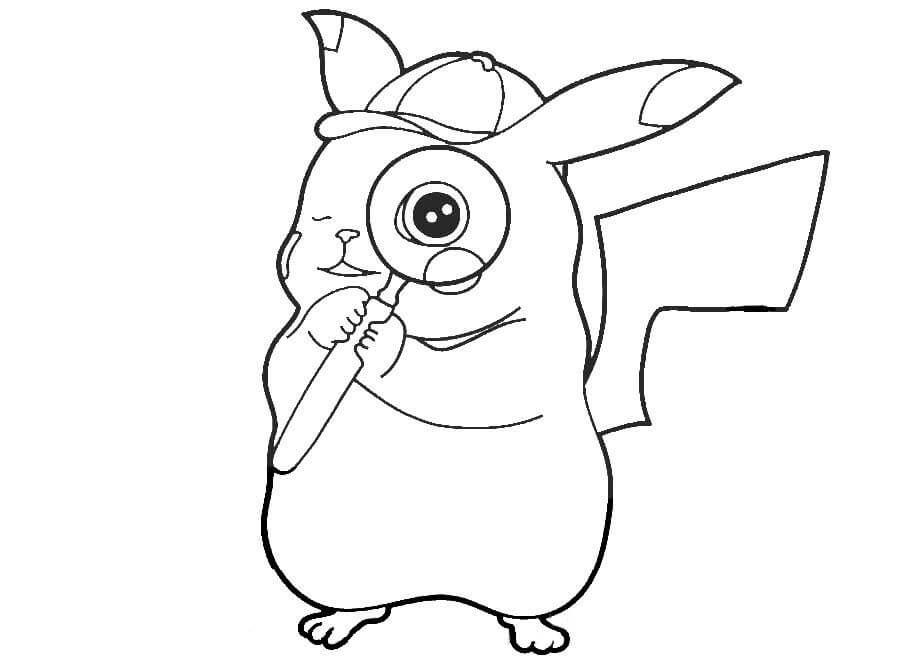 Dibujo de Lindo Detective Pikachu para Colorear