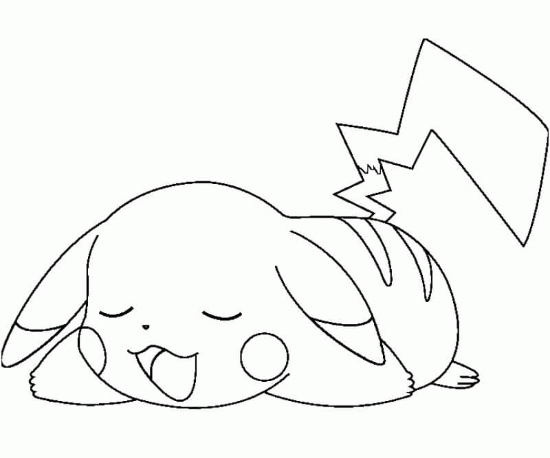 Dibujo de Lindo Pikachu Durmiendo para Colorear