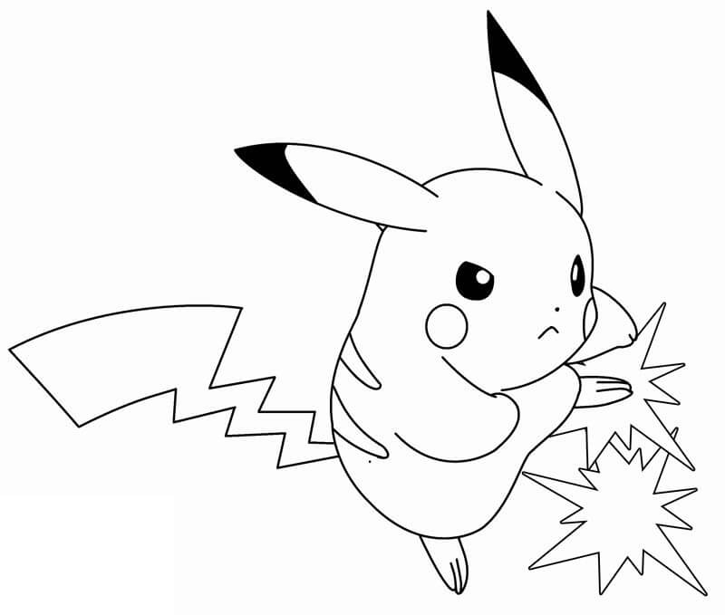 Dibujo de Pelea de Pikachu para Colorear